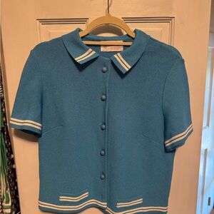 Vintage Blue Short Sleeve Button-Up